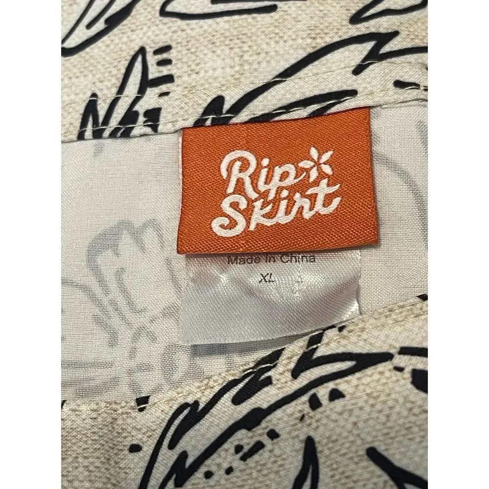 Rip Skirt Beige Black Print Casual Womens Size XL